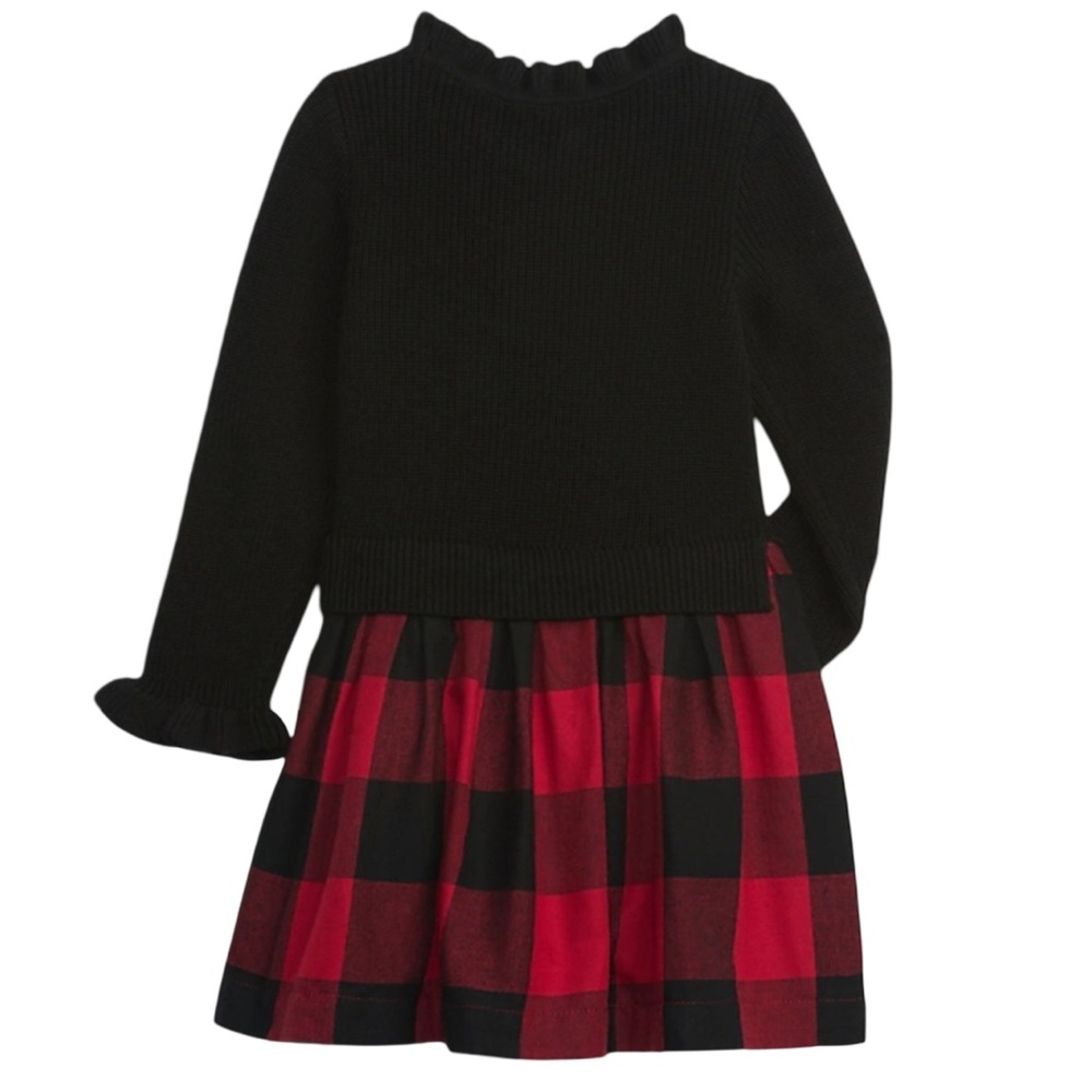 Baby Gap Toddler2-1 Sweater Dress Black and Red Plaid